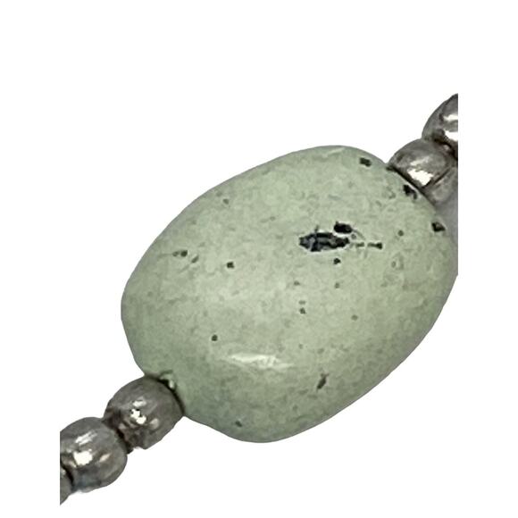 Multi-colored Stone and Silver Bead 16" Necklace Blue Pendant Vintage Estate - Picture 7 of 14